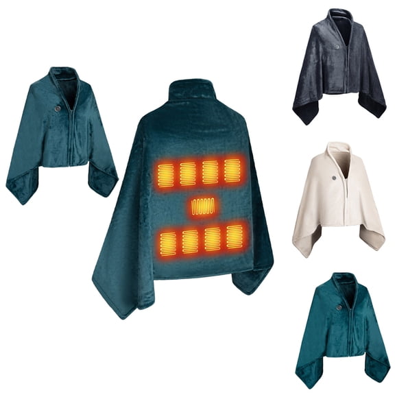 Fewfanhot Electric Heated Shawl Wrap, Fleece Warm Heating Cape Poncho for Indoor Office Outdoor Cold Relief