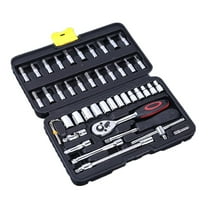 46PC Professional Mechanics Tool Set with Ratchet Wrench Socket Combination for Car Repair in