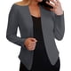 thumbnail image 2 of Blazer de moda para mujer, blusas de color liso, manga larga, cuello en V, chaqueta de traje informal, blusa de poliéster para mujer, 2 of 6