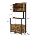 thumbnail image 3 of 5-Tier Kitchen Bakers Rack with Power Outlet, Industrial Microwave Oven Stand with Shelves, Kitchen Utility Storage Shelf with Cabinet, Standing Kitchen Storage Rack, Rustic Brown, 3 of 7