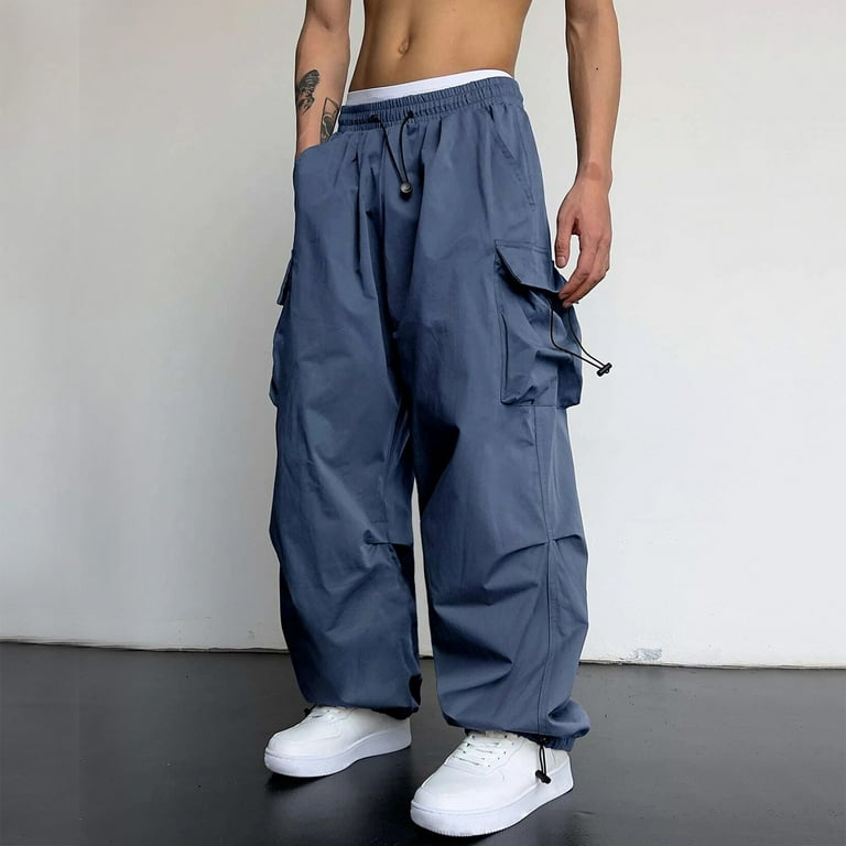 NIEWTR Men Track Parachute Pants Y2k Baggy Sweatpants