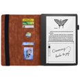 thumbnail image 3 of Case for Amazon New Kindle 11th Gen 6" 2024/2022, Multi-Angle Viewing Folio Stand Smart Shell Embossed Pattern PU Leather Cover with Auto Sleep/Wake Pencil Holder Card Slot Case, Brown, 3 of 13
