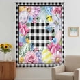 thumbnail image 2 of Easter Eggs Sheer Curtains 45 Inches Long, Spring Floral Berry Leaves Botanical Black Plaid Light Filering Curtains, Breathable Simi Curtain Privacy Drapes for Kitchen Bathroom Small Window Treatment, 2 of 9