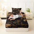 thumbnail image 4 of Homewish Goth Sugar Skull Twin Sheets,Skeleton Halloween Bedding,Brown,3 Pieces,1 Fitted Sheet and 1 Pillowcase, 4 of 6