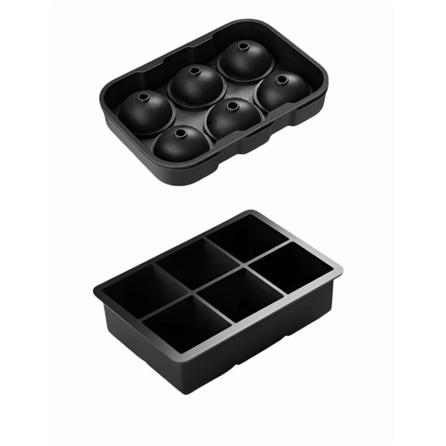 2pcs Molde Cubitos De Silicona De Hielo Xtellar Negro,circulo Y Cubo