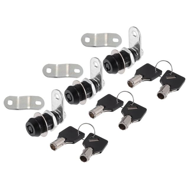 Juego de 3 cerraduras para autocaravana de 1-1/8 pulgadas con 6 llaves, cerraduras de puerta de almacenamiento para archivador, caja de herramientas