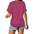 thumbnail image 6 of SHIBEVER Womens V-Neck Short Sleeve Tops Solid Casual Loose Basic T Shirts for Women Clothes Side Shirring Basics Tshirts Pleated Tunics Size M, 6 of 8