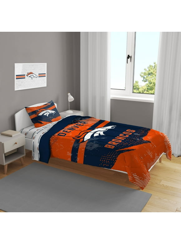 Denver Broncos Slanted Stripe 4-Piece Twin Bed Set