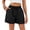 Black, variant on Womens Linen Casual Wide Leg Shorts Summer Ruffle High Waisted Drawstring Beach Pleated Palazzo Short with Pockets, Black S