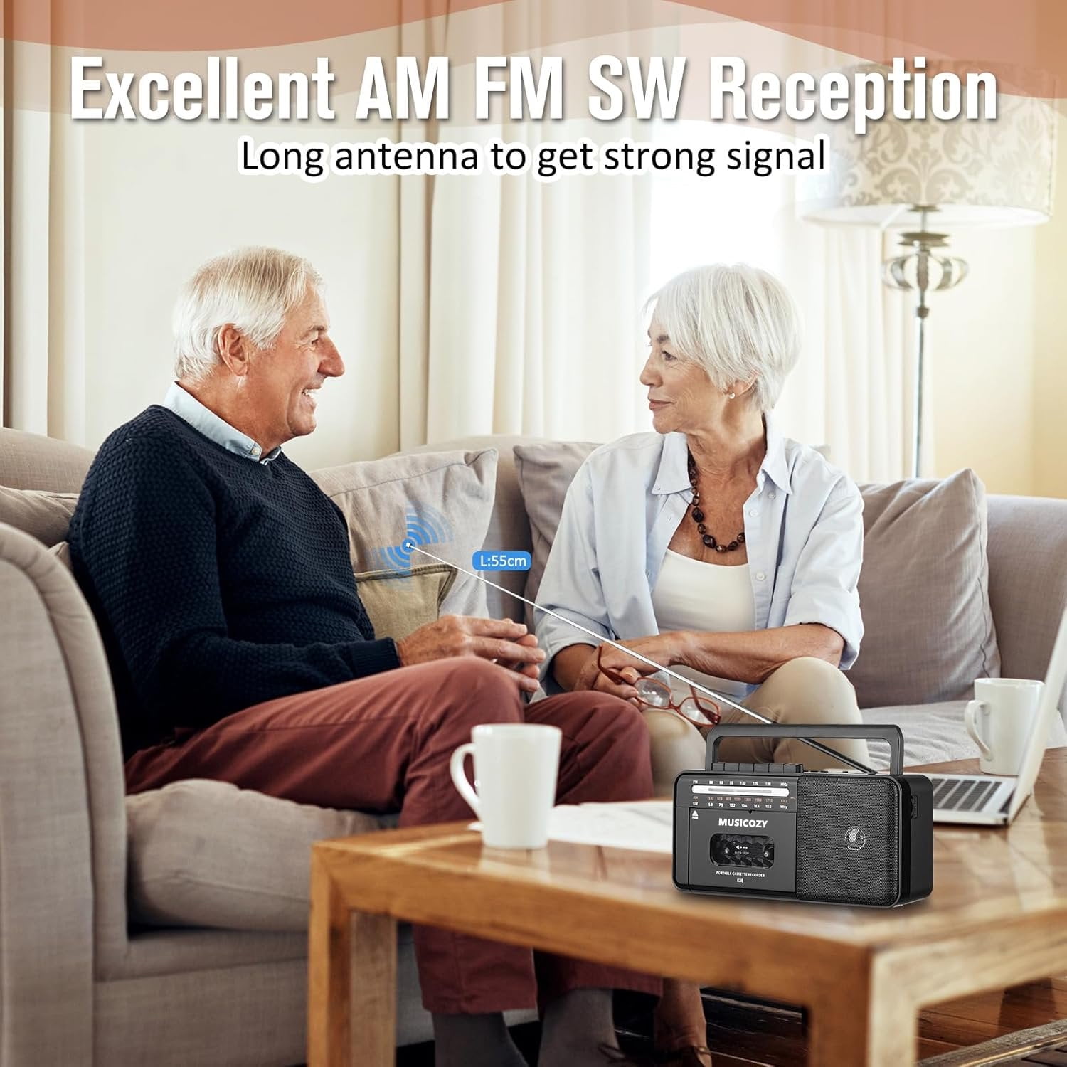 Cassette Tape Player Bluetooth Boombox, Cassette Player AM/FM/SW Radio Stereo, Tape Player/Recorder with Big Speaker and Earphone Jack, USB/TF Card Player, AC Powered or Battery Operated Black