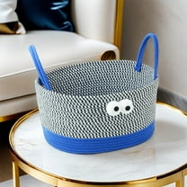 Desktop Storage Basket,Woven Cotton Thread Storage Basket,Wide Applicability,Classification of Miscellaneous Items,Beautiful Decoration,Easy to Clean,Portable Handle,Strong Load-Bearing,Blue Color