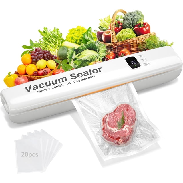 Scelleuse sous Vide Mise à Jour 2025, Machine de Scellage sous Vide pour le Stockage des Aliments à 3 Modes, Gadgets de Cuisine, Scelleuse Alimentaire Automatique Multifonctionnelle, avec 20 Sacs sous Vide, Design Compact Rapide, Affichage LED