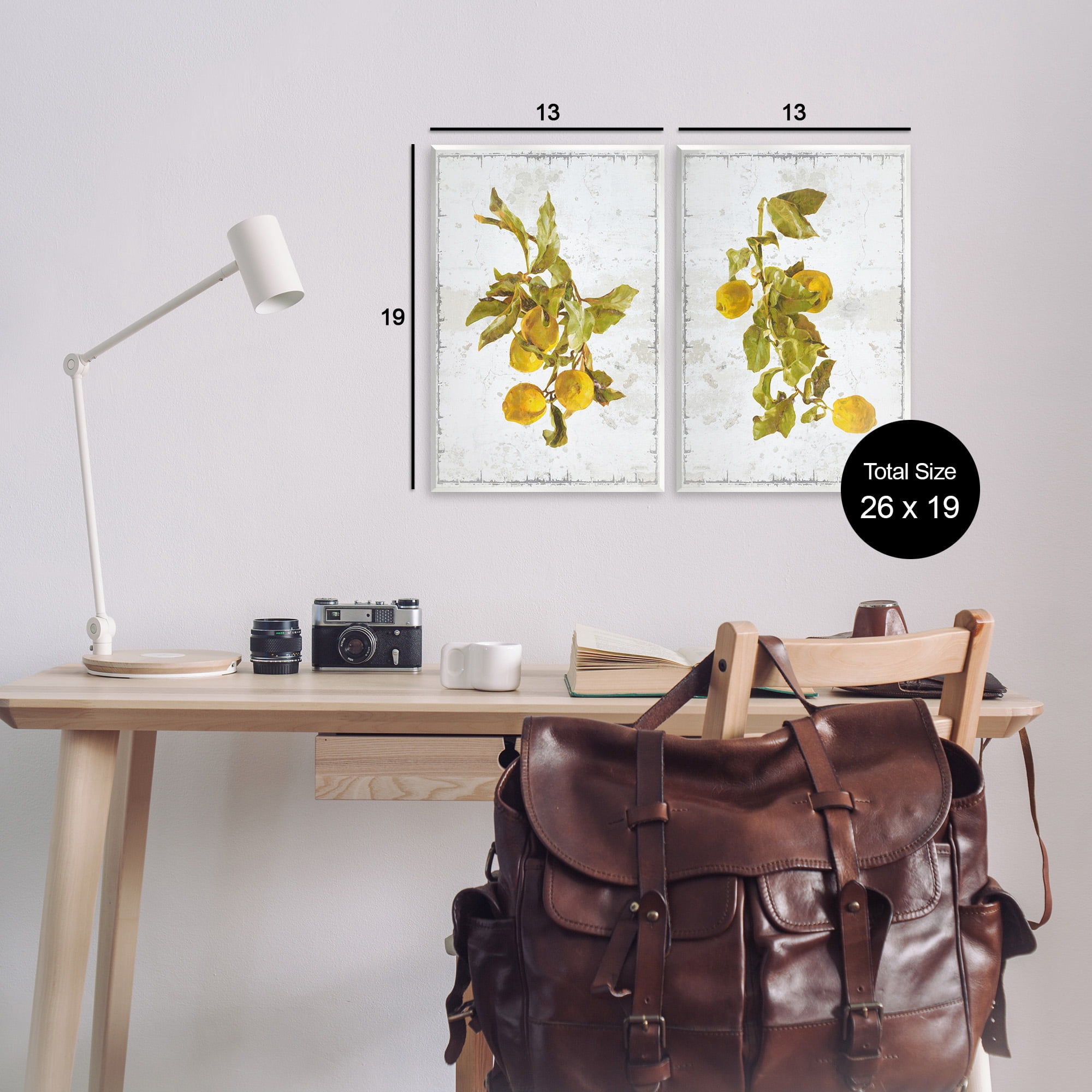 Stupell Industries Rustic Lemons & Leaves Food & Beverage Painting Unframed Art Print Wall Art, 13 x 19, Set of 2