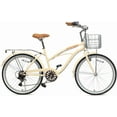 thumbnail image 4 of ACEGER 26 inch woman cruiser bike 7 speed bicycle with rattan basket and rear rack, Beige, 4 of 5