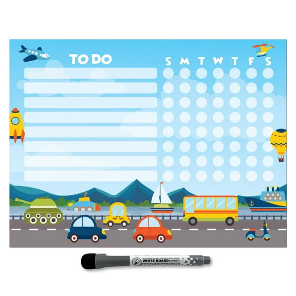 Things That Go Kids Task Chart Sticker Doodles