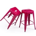 thumbnail image 6 of Stackable Metal Bar Stools Set of 2, Counter Height Bar Stools 24 Inches Industrial Bar Chairs Patio Stool, Backless Stool Indoor Outdoor Classroom Kitchen Stools Bar Chairs(Rose Red), 6 of 8