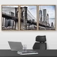 thumbnail image 2 of wall26 - 3 Piece Framed Canvas Wall Art - Brooklyn Bridge in Vintage Color,New York - Modern Home Art Stretched and Framed Ready to Hang - 24"x36"x3 Natural, 2 of 5