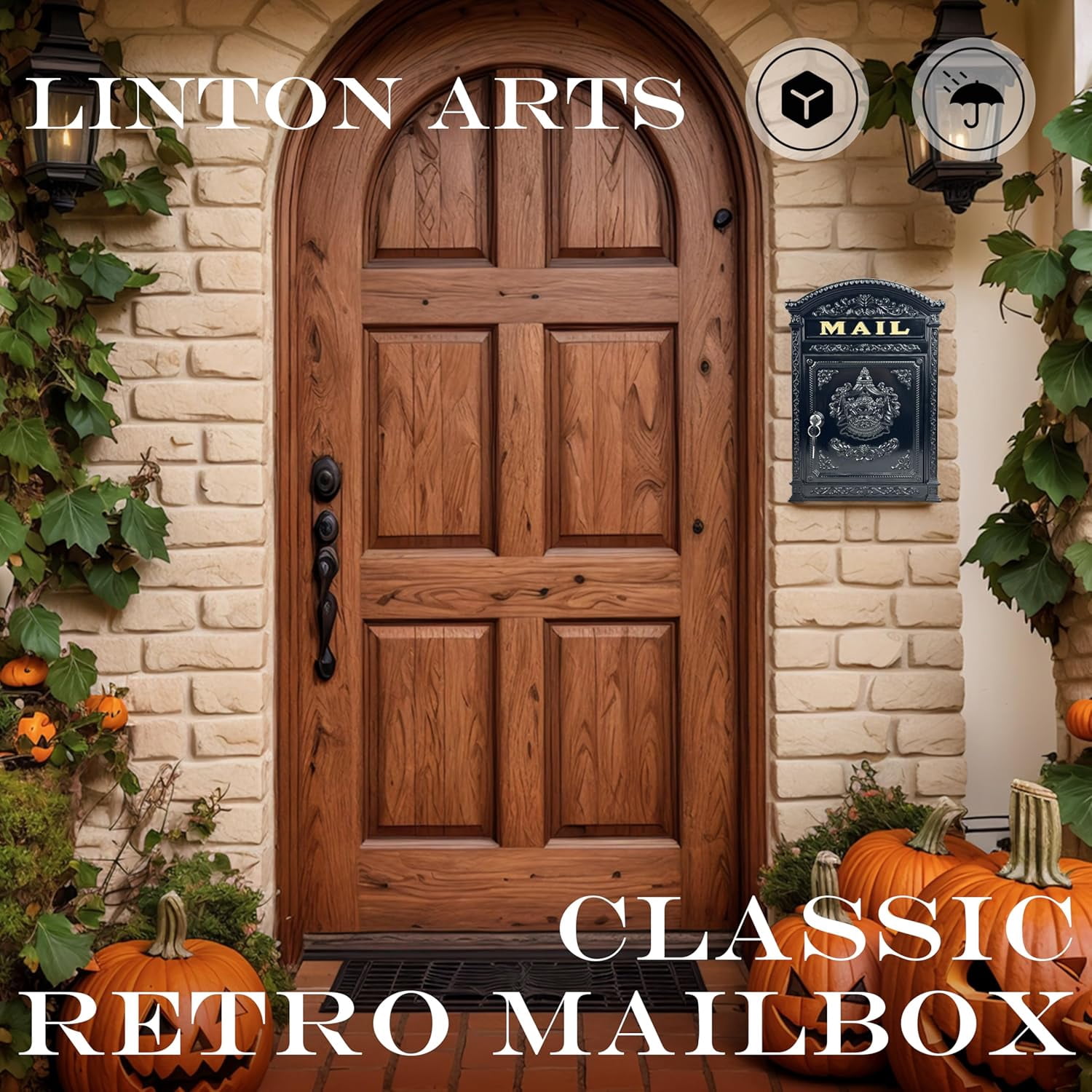 Vintage Mailboxes for Outside, Large Cast Aluminum Locking Mailbox, Weatherproof Metal Mail Boxes for House Outside, Decorative Mailbox Wall Mount for Home Outdoor