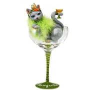 Hiccup Green Margarita Glass with Gray Cat by Pavilion Gift Company