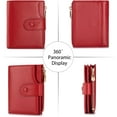 thumbnail image 3 of Genuine Leather Wallets for Women RFID Blocking Bifold with Zipper Pocket, 2 ID Windows, 18 Card Slots, Red, 3 of 7