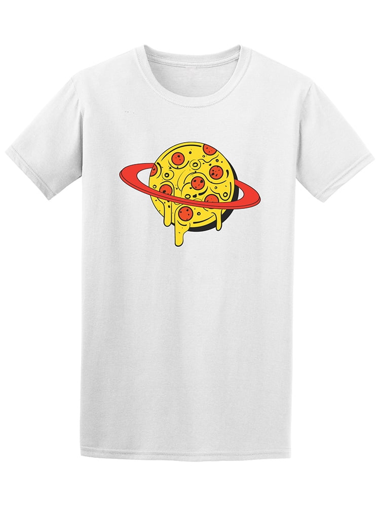 Premium Men's Crew Neck T-shirt Gift Yummy Pizza Saturn Ring Planet