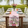 thumbnail image 4 of Table Runners 90 Inches Long Dress Scarves, Valentine's Day Farmhouse Coffee/Dining/Kitchen Table Runner for Living Room, Pink Roses Flowers Stripes Country 13x90 Inch, 4 of 9