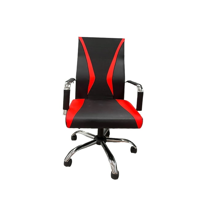 Chaise de Bureau Ergonomique en Cuir PU Rouge avec Accoudoirs, Hauteur Réglable et Roulettes Pivotantes, Chaise de Bureau Moderne pour la Maison Ou le Bureau