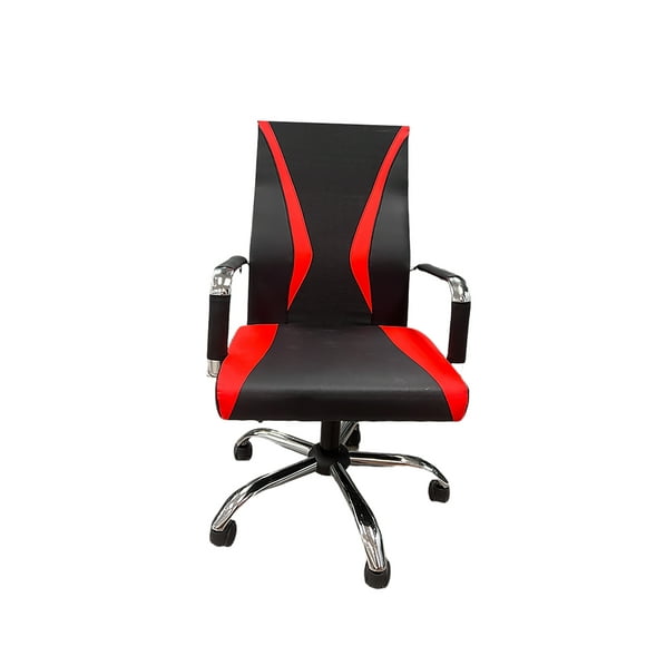 TOYTEXX Ergonomic PU Leather Chair for Adults with Swivel Wheels, Height Adjustable for Home or Office -Red