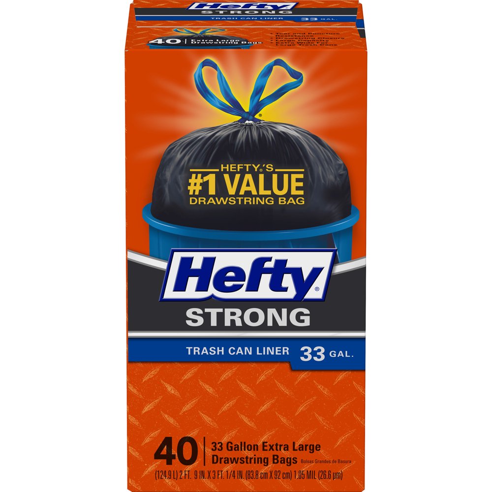 Hefty® Strong Extra Large Trash Bag Can Liners, 33 Gallon, 40 Bags