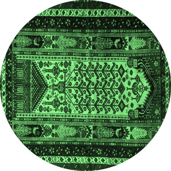 Ahgly Company Indoor Round Persian Emerald Green Traditional Area Rugs, 5' Round