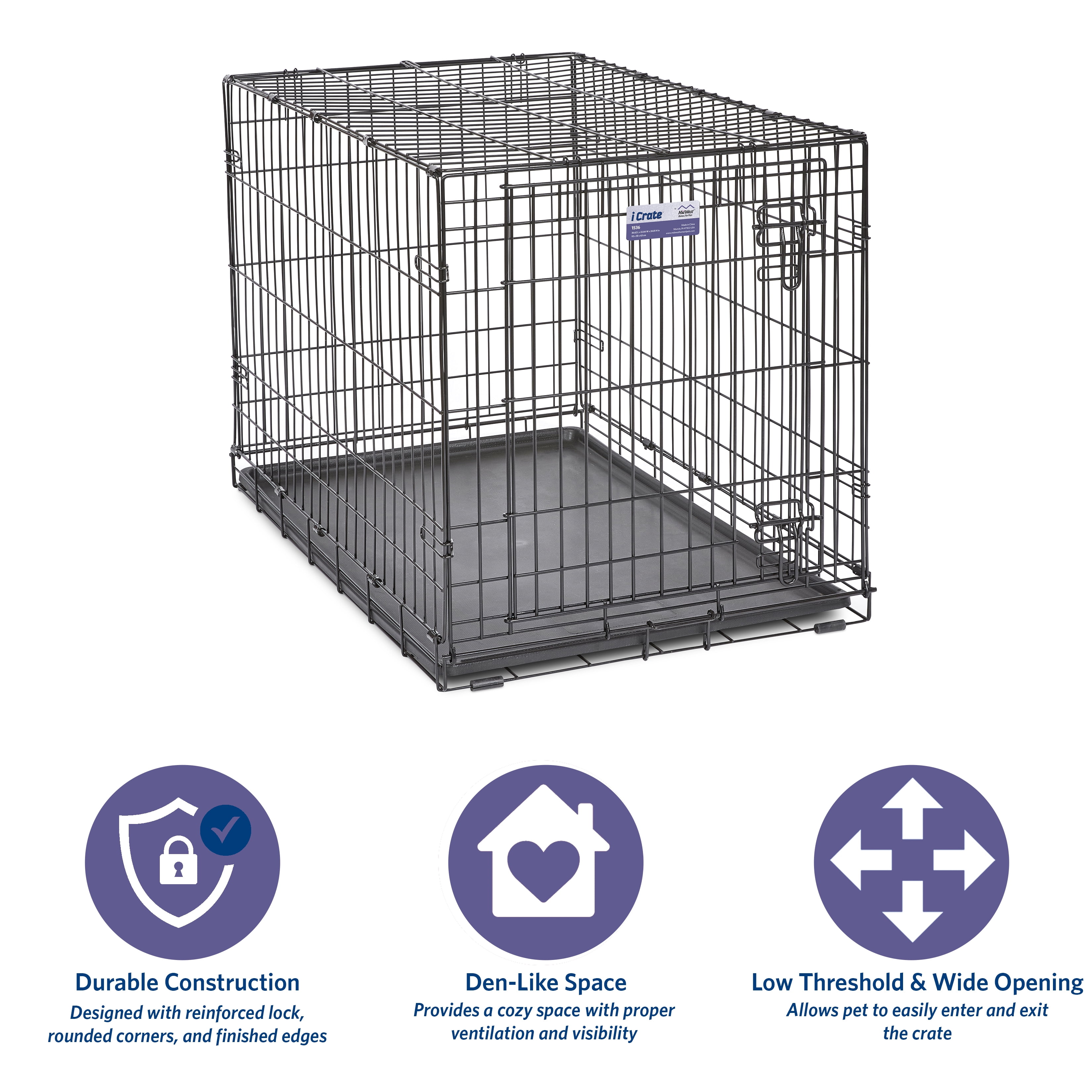 【在庫セール】Midwest 1536 iCrate Single-Door P MidWest Homes for Pets 36-Inch iCrate Folding Dog Crate with