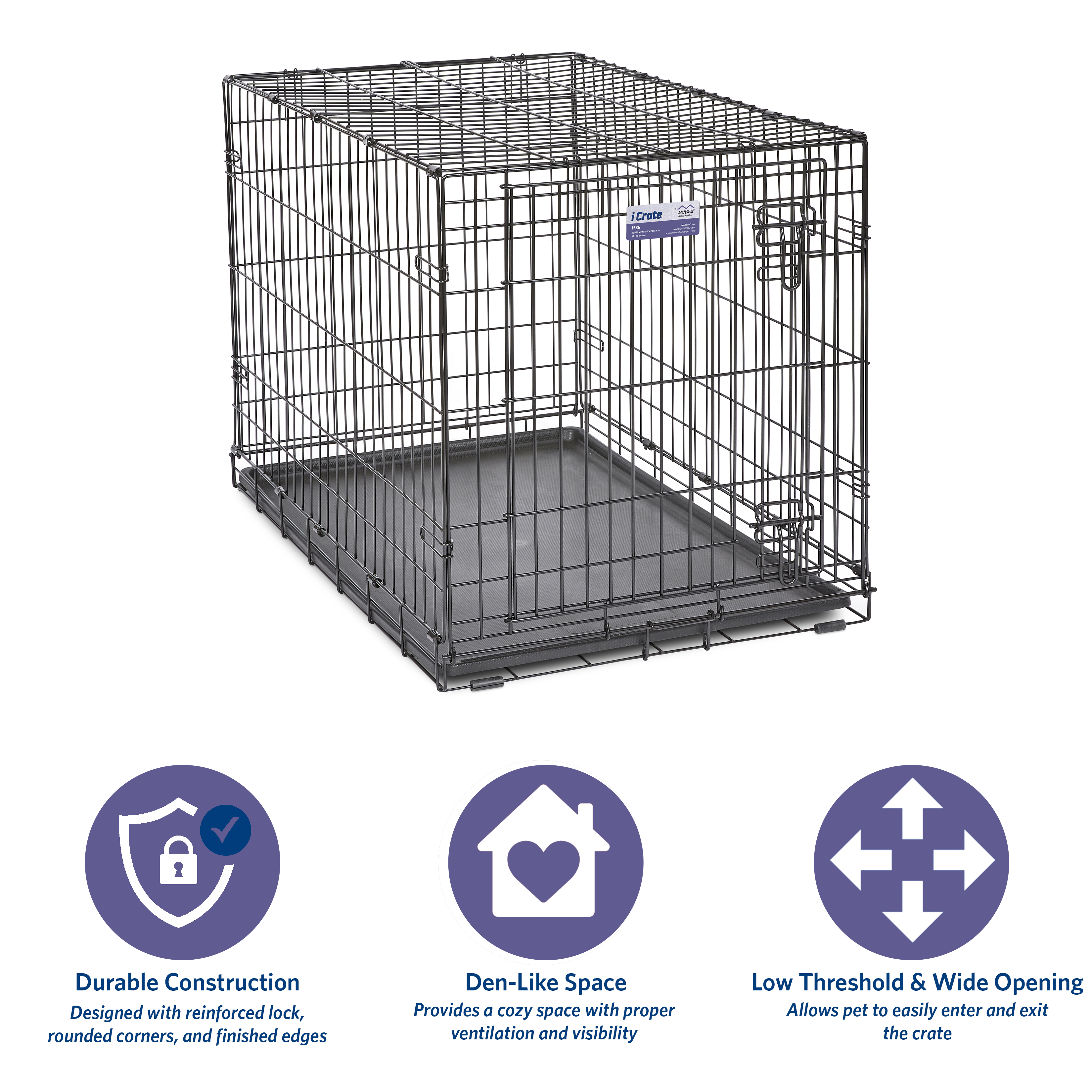 MidWest Homes for Pets Newly Enhanced Single Door iCrate Dog Crate, Includes Leak-Proof Pan, Floor Protecting Feet, Divider Panel & New Patented, 36 Inch - image 4 of 9