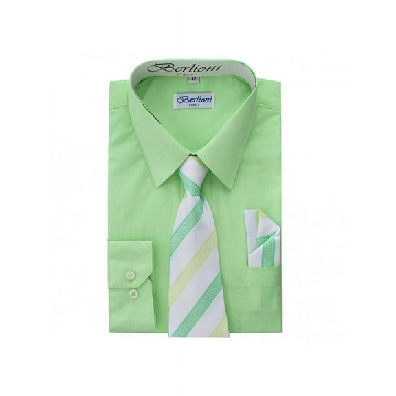 Berlioni Kids Boys Long Sleeve Dress Shirt Set