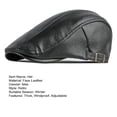 thumbnail image 7 of sunsanly Men Advanced Hat Retro Faux Leather Retro British Style Solid Color Firm Stitching Windproof Thicken Warm Beret Newsboy Cap, 7 of 7