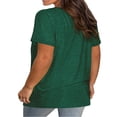 thumbnail image 2 of Short Sleeve Plus Size Solid Color V Neck Cross Shirt Tops, 2 of 3