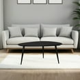 thumbnail image 3 of Deso Coffee Table, 39 Inch Triangular Black Mango Wood, Metal Legs, 3 of 6