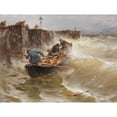 thumbnail image 2 of Joseph Wopfner 24x19 Gold Ornate Framed and Double Matted Museum Art Print Titled - Dangerous Landing of the Wooden Fishermen on Lake Constance (Approx. 1885-1890), 2 of 4