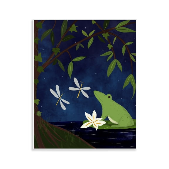 Stupell Industries Frog in Night Forest Animals Painting Unframed Art Print Wall Art, 11 x 14