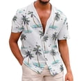 thumbnail image 1 of Camisas Hombre Camisa informal a la para hombre, camisa holgada con botones estampados y cuello vuelto, camiseta de manga corta, camisa de playa hawaiana (White, S), 1 of 6