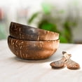 thumbnail image 1 of Juego de 2 cuencos y cucharas de coco natural, pulidos con aceite de coco, duraderos, livianos, útiles, cuencos grandes de madera para servir ensaladas, desayuno, decoración, aptos para veganos y, 1 of 8