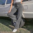 thumbnail image 2 of Pantalones vaqueros grises de moda coreana para mujer, pantalones de pierna recta de cintura alta, ropa de calle, pantalones vaqueros para mujer, otoño, 2 of 3