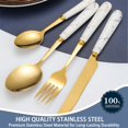 thumbnail image 2 of Gold Silverware Set, 24 Pieces Flatware Set with Silverware Holder, Stainless Steel Knives Forks Spoons Cutlery Set Service for 6, Kitchen Utensil Tableware Set with Pink Handle (White), 2 of 7