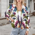thumbnail image 3 of Jackets for Women Winter Coat Jackets Flannel Stand Collar Jacket(Vibrant Floral Symmetrical Design,Size:S-4XL), 3 of 7