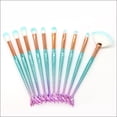 thumbnail image 2 of Juego de brochas de maquillaje, 15 piezas, brocha de maquillaje de sirena 3D, brochas cosméticas, sombra de ojos, delineador de ojos, brochas para colorete (sirena colorida), 2 of 5