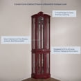 thumbnail image 4 of BELLEZE Loraine Canted Front Lighted Corner Curio Cabinet With 5 Tier Shelves, Cherry, 4 of 7