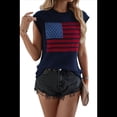 thumbnail image 1 of Chaleco de Suéter con Bandera Estadounidense para Mujer, Cuello Redondo, Mangas , Informal, de Punto, para Verano, Azul Marino, Talla L, 1 of 10