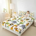 thumbnail image 4 of Manfei Wild Lions Elephant Twin Sheet Sets,Tropical Botanical Coconut Monstera Twin Fitted Sheet,Jungle Animal Flat Sheet For Boys Girls,Super Cozy Room Decor,3pcs, 4 of 7