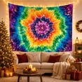 thumbnail image 3 of Multicolored Tie Dye With Spiral, Mystical Fantasy for Space Lovers, Galaxy Room Decor Room Accent, Housewarming Gift, Tapestry Wall Hanging for Bedroom and Dorm, 3 of 7