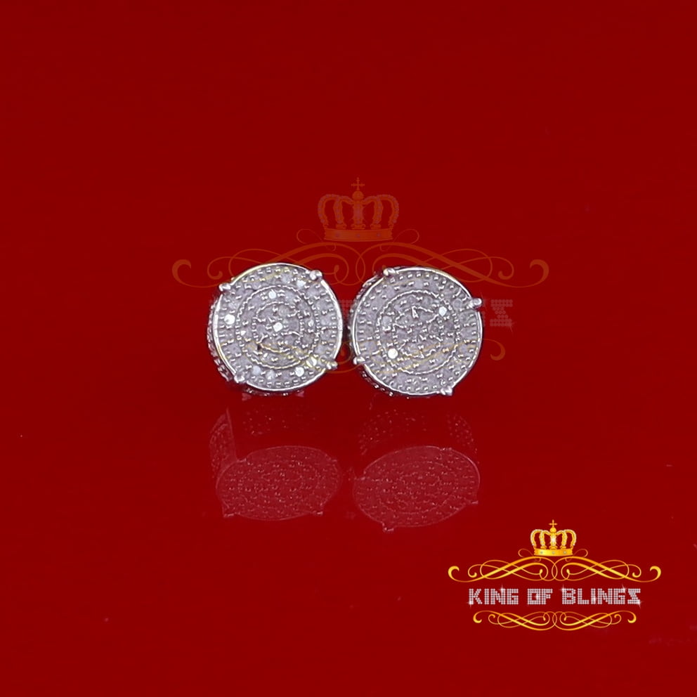 King of Bling's 925 Sterling Silver White Hip Hop 0.40ct Diamond Men's/ Women's Stud Earrings