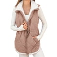 thumbnail image 4 of Akafmk Puffer Vests for Women,Sleeveless Winter Warm Jacket Coats,Fleece Jacket Zip Up Stand Collar Long Warm Drawstring Coat with Pockets Outerwear Coats Vests for Fall and Winter, 4 of 5